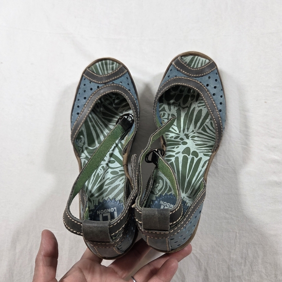 Fly London Shoes - Fly London CLOGS Wedge Platform Shoes Blue Mary Jane Size 8